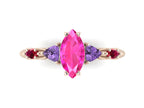 Maisie Marquise Pink Sapphire, Violet Sapphire & Ruby Ring in 18ct Rose Gold