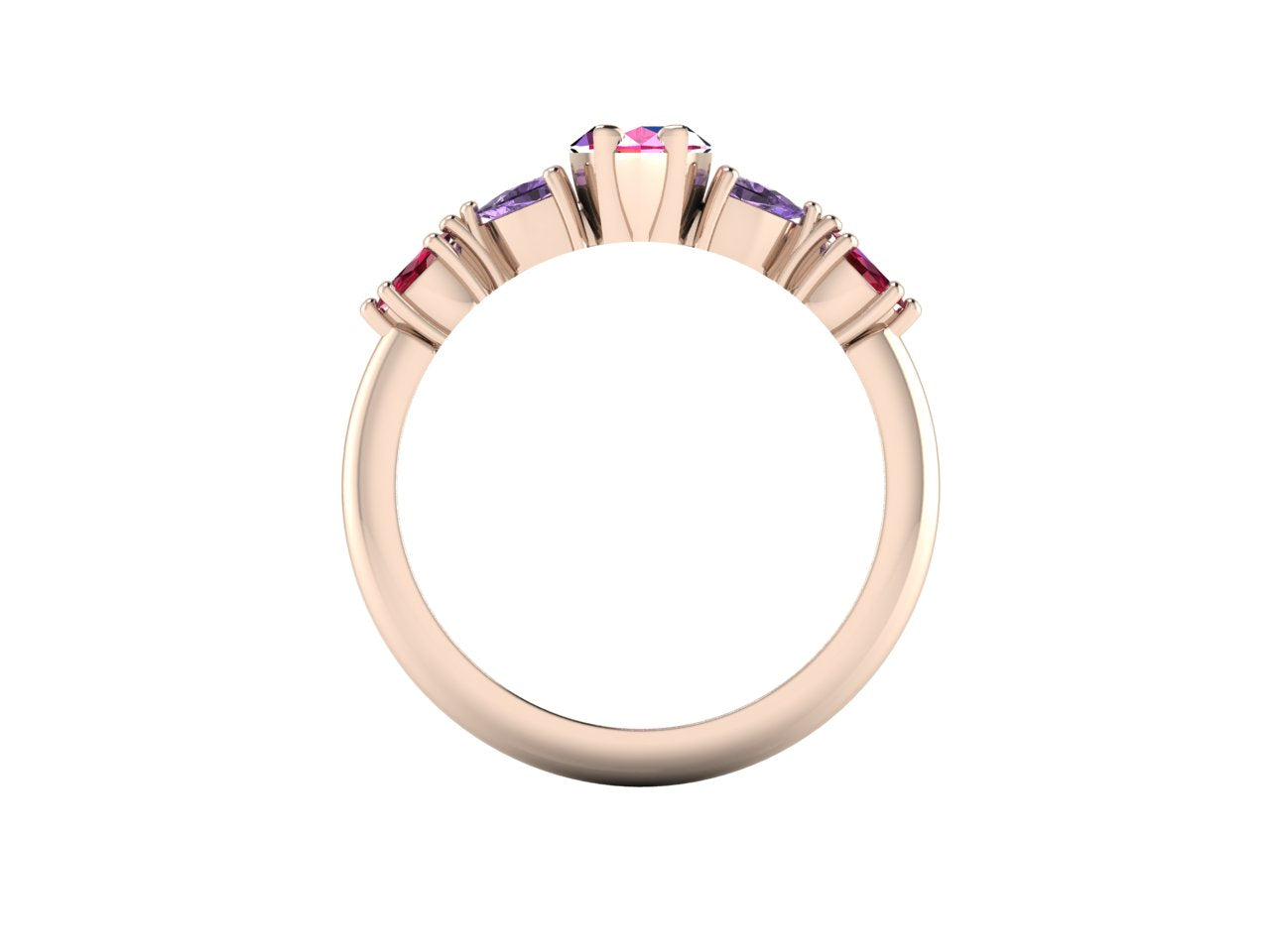 Maisie Marquise Pink Sapphire, Violet Sapphire & Ruby Ring in 18ct Rose Gold