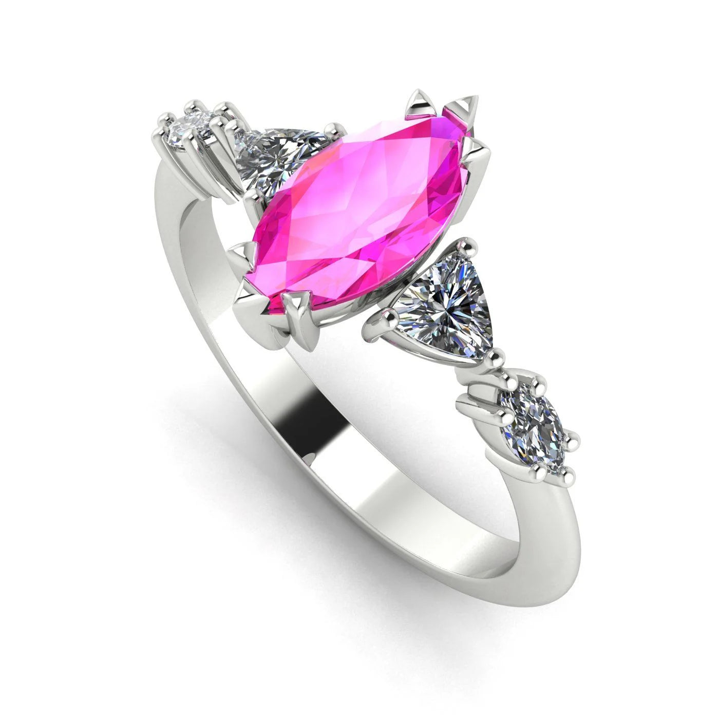 Maisie Marquise Pink Sapphire & Diamond Ring in White Gold or Platinum