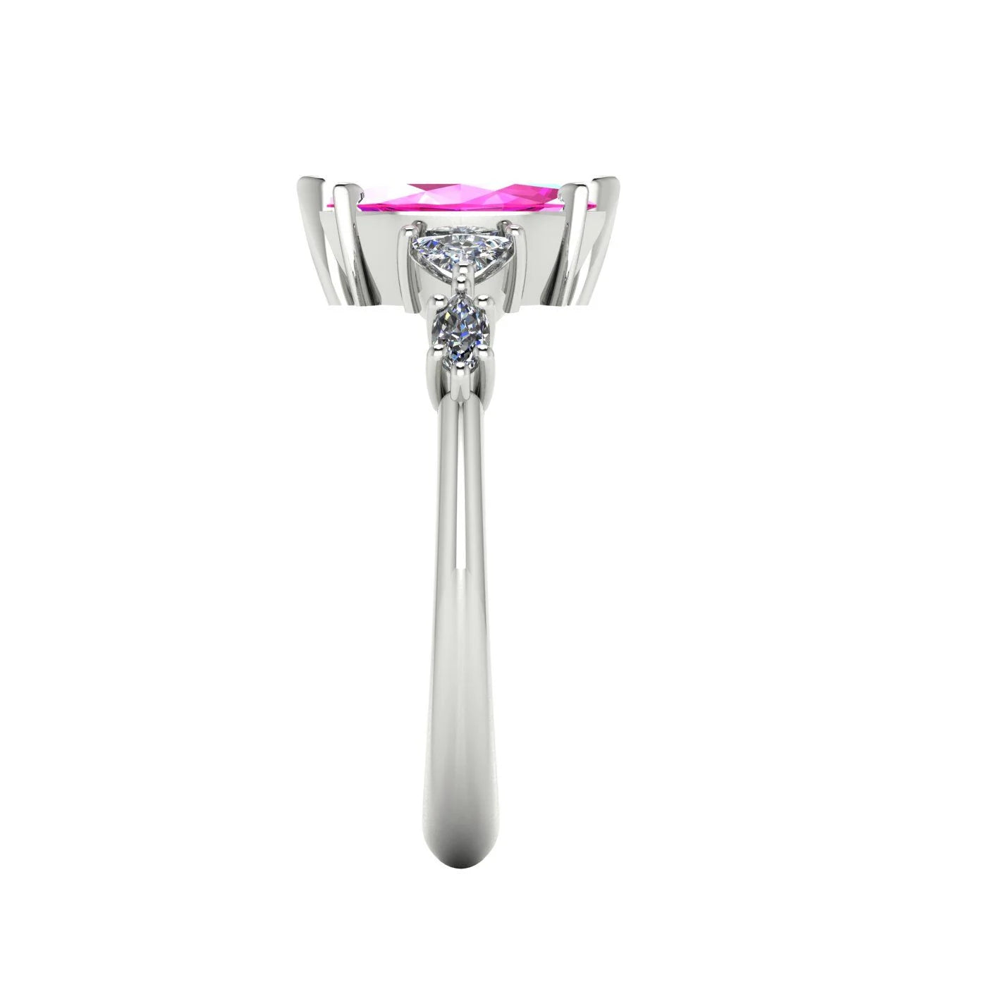 Maisie Marquise Pink Sapphire & Diamond Ring in White Gold or Platinum