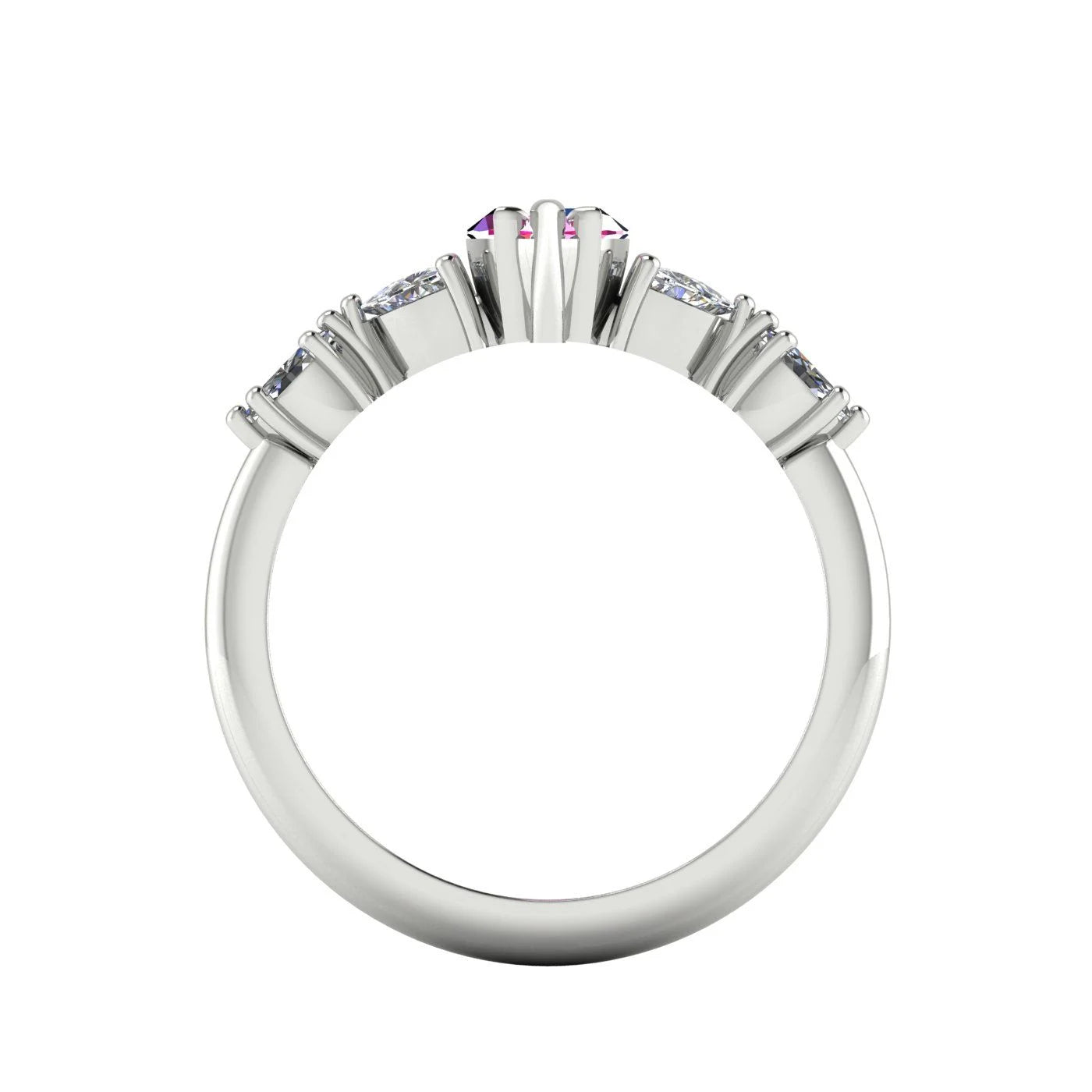 Maisie Marquise Pink Sapphire & Diamond Ring in White Gold or Platinum
