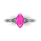 Maisie Marquise Pink Sapphire & Diamond Ring in White Gold or Platinum