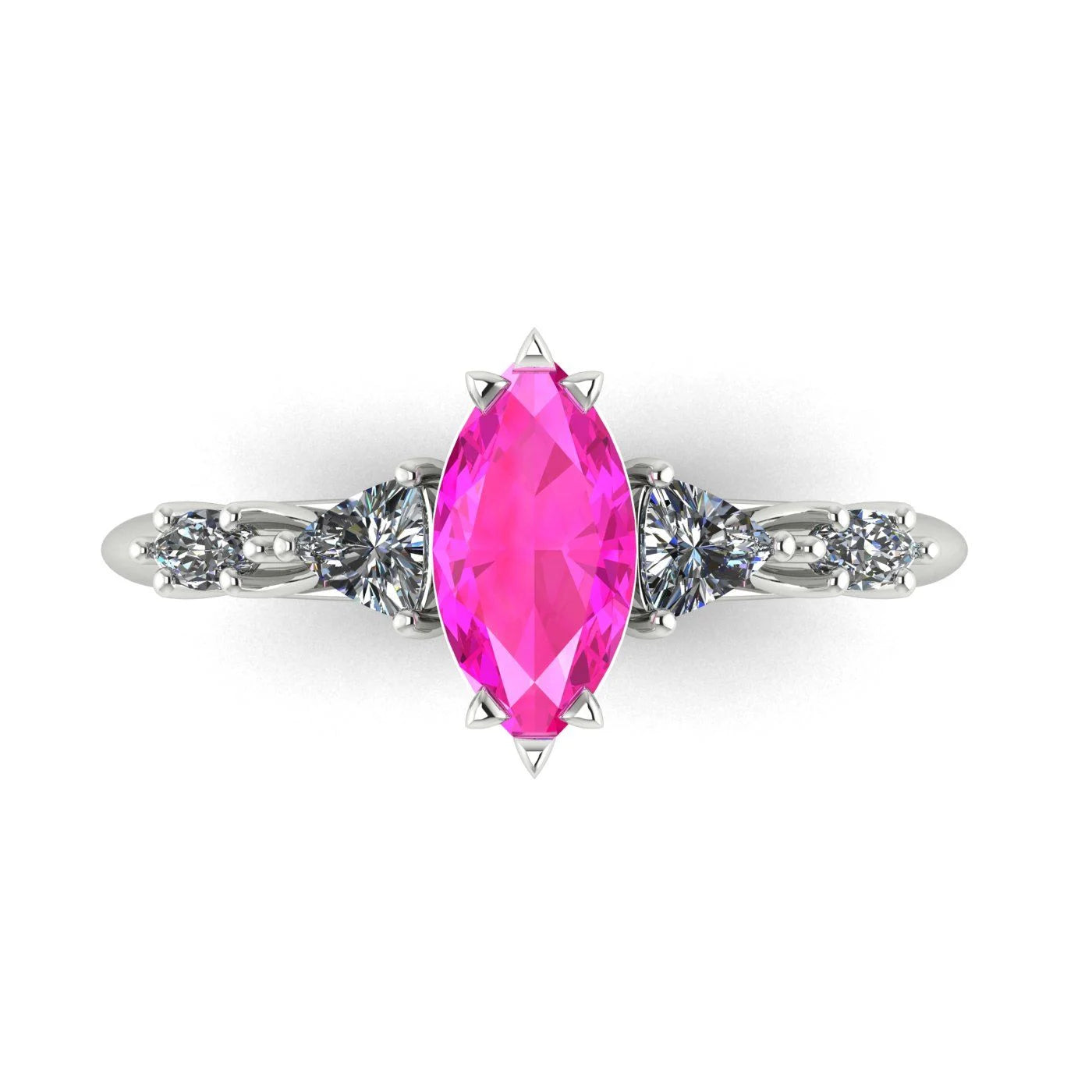 Maisie Marquise Pink Sapphire & Diamond Ring in White Gold or Platinum