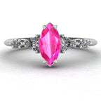 Maisie Marquise Pink Sapphire & Diamond Ring in White Gold or Platinum