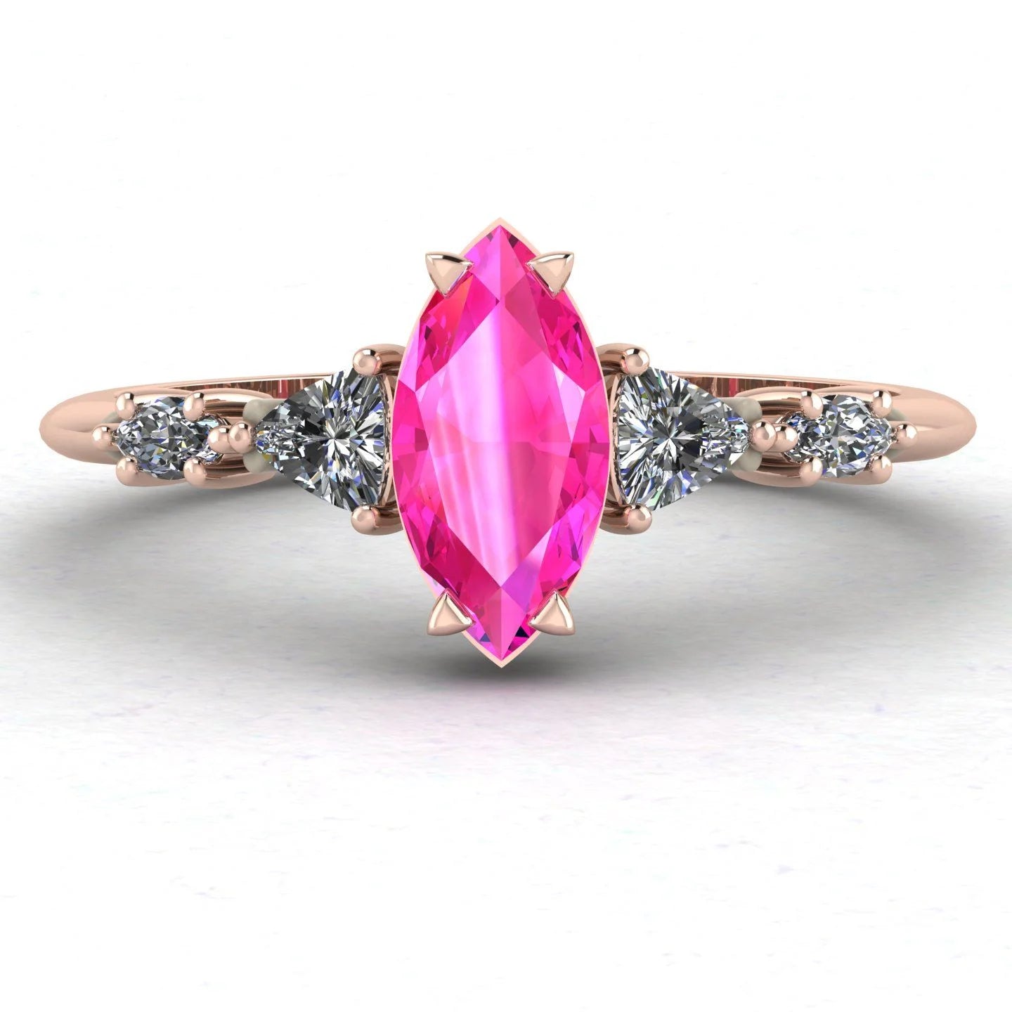 Maisie Marquise Pink Sapphire & Diamond Ring in 18ct Rose Gold