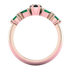 Maisie Marquise Black Diamond & Emerald Ring in 18ct Rose Gold
