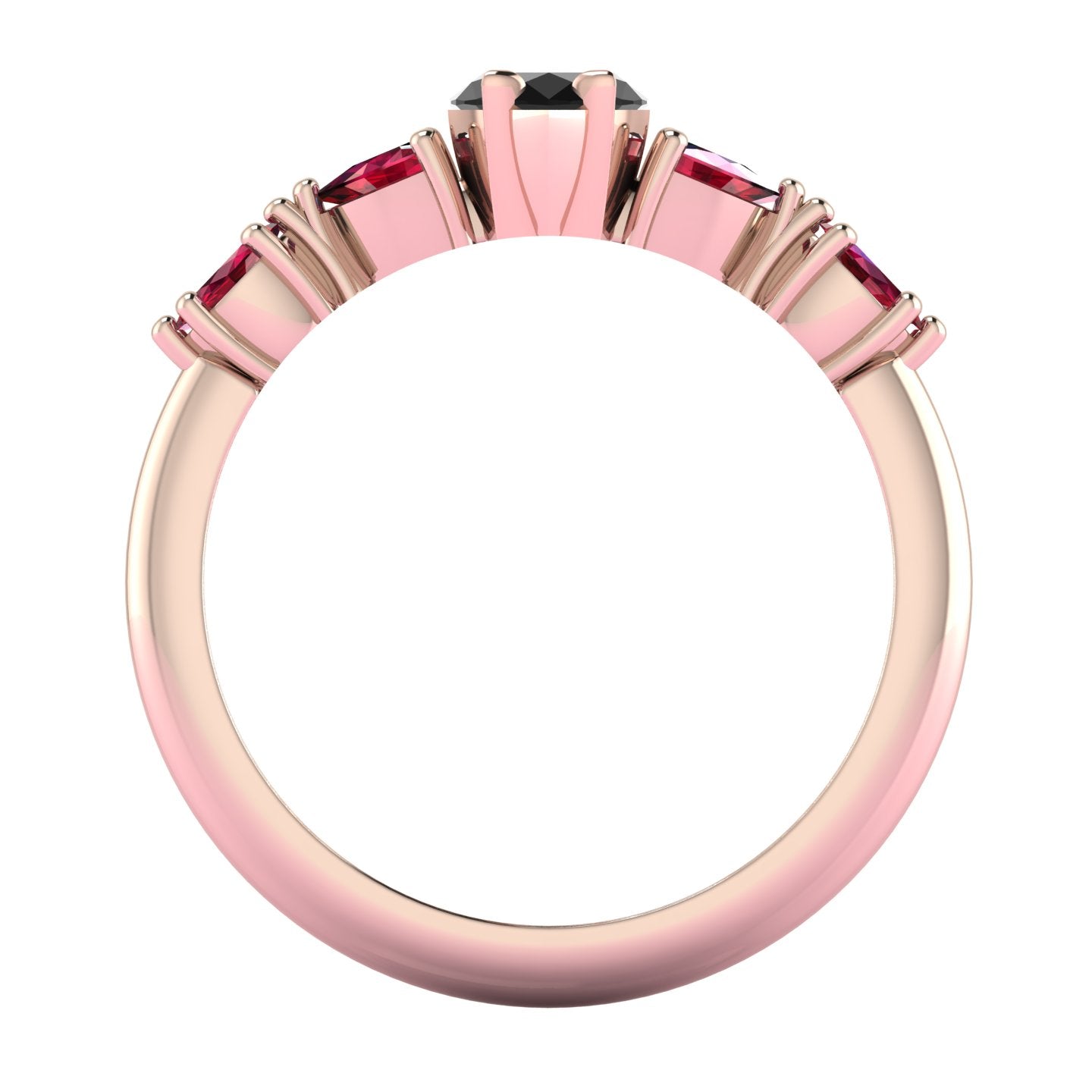 Maisie Marquise Black Diamond & Ruby Ring in 18ct Rose Gold