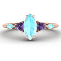 Maisie Marquise Aquamarine & Violet Sapphire Ring in 18ct Rose Gold