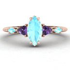 Maisie Marquise Aquamarine & Violet Sapphire Ring in 18ct Rose Gold
