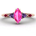 Maisie Marquise Pink Sapphire, Violet Sapphire & Ruby Ring in 18ct Rose Gold