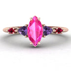 Maisie Marquise Pink Sapphire, Violet Sapphire & Ruby Ring in 18ct Rose Gold