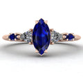 Maisie Marquise Blue Sapphire & Diamond Ring in 18ct Rose Gold