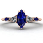 Maisie Marquise Blue Sapphire & Diamond Ring in 18ct Rose Gold