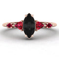 Maisie Marquise Black Diamond & Ruby Ring in 18ct Rose Gold