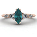 Maisie Marquise Teal Sapphire & Diamond Ring in 18ct Rose Gold