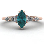 Maisie Marquise Teal Sapphire & Diamond Ring in 18ct Rose Gold