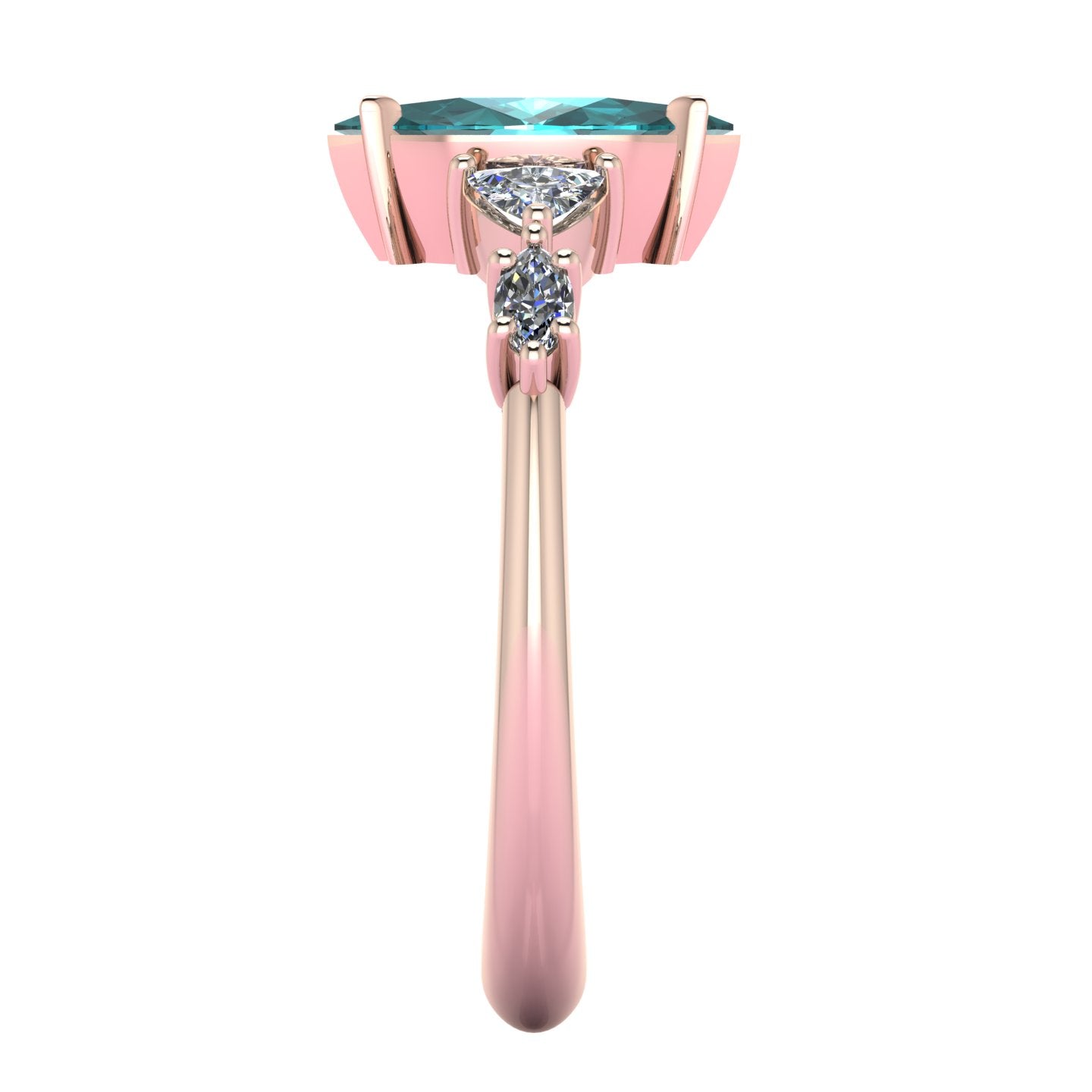 Maisie Marquise Teal Sapphire & Diamond Ring in 18ct Rose Gold