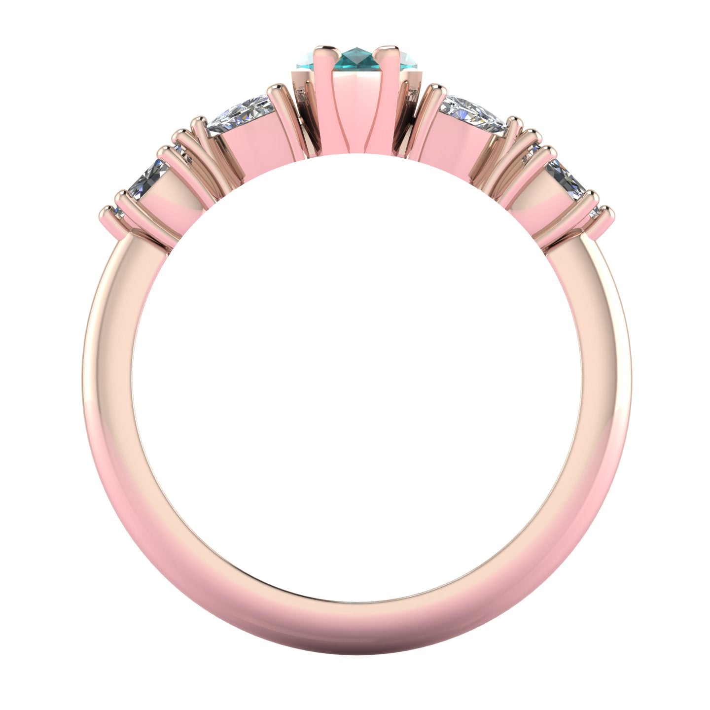 Maisie Marquise Teal Sapphire & Diamond Ring in 18ct Rose Gold