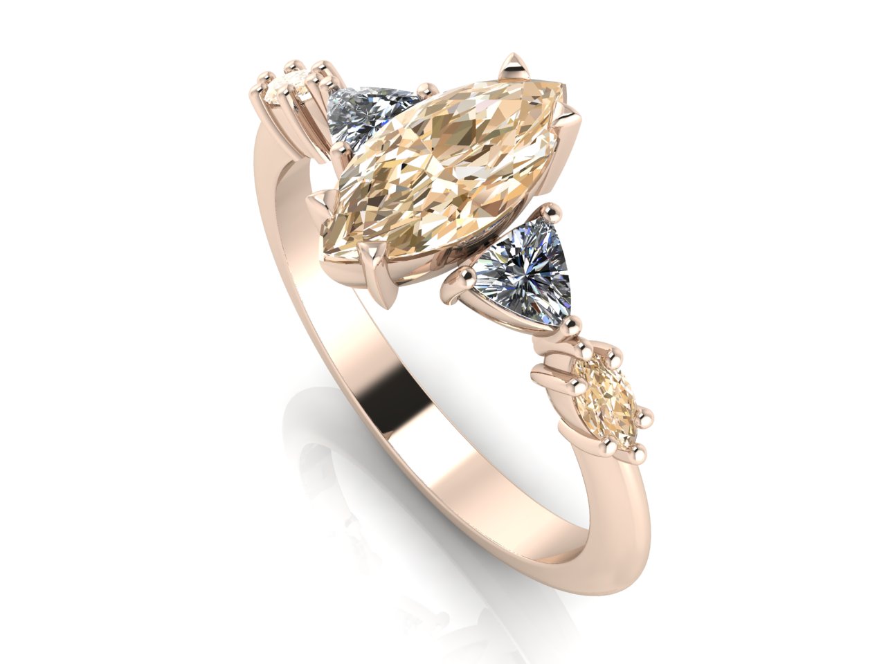 Maisie Marquise Champagne Diamond Ring in 18ct Rose Gold