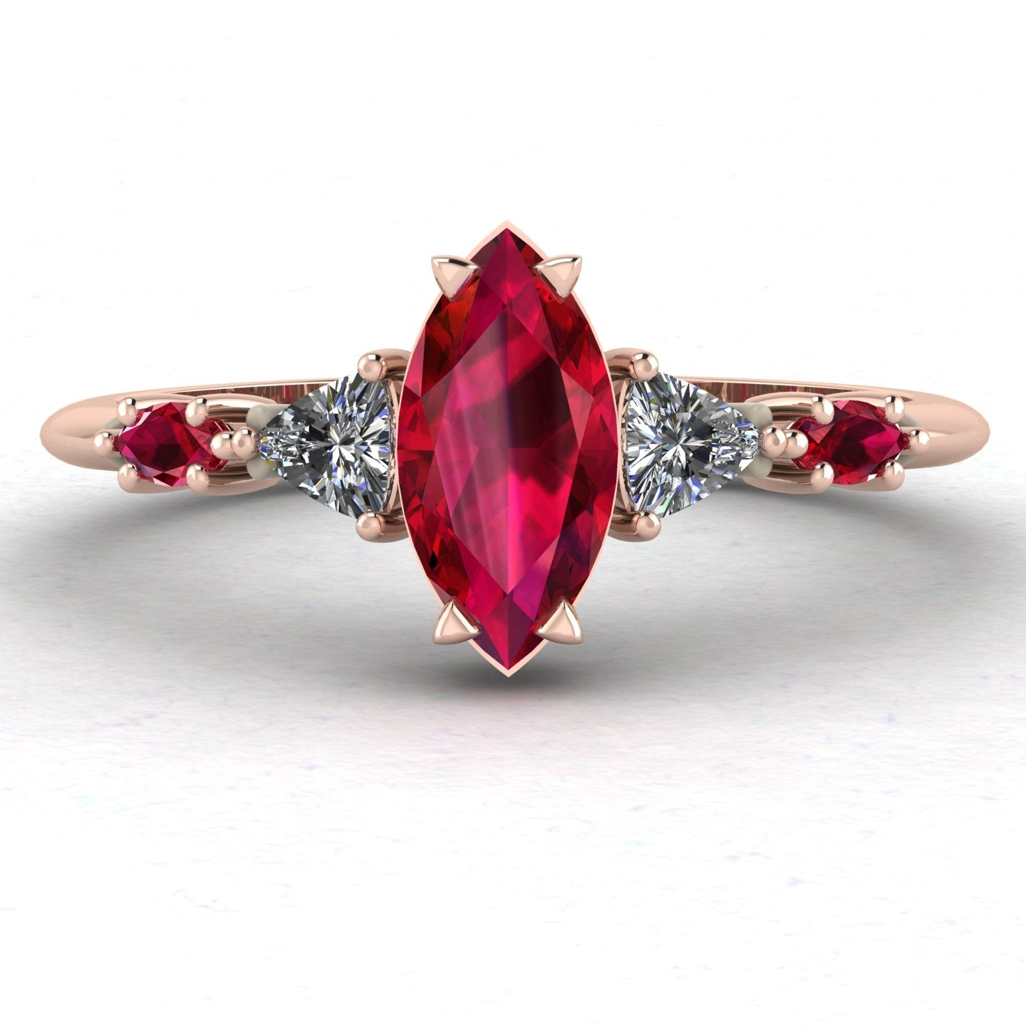 Maisie Marquise Ruby & Diamond Ring in 18ct Rose Gold