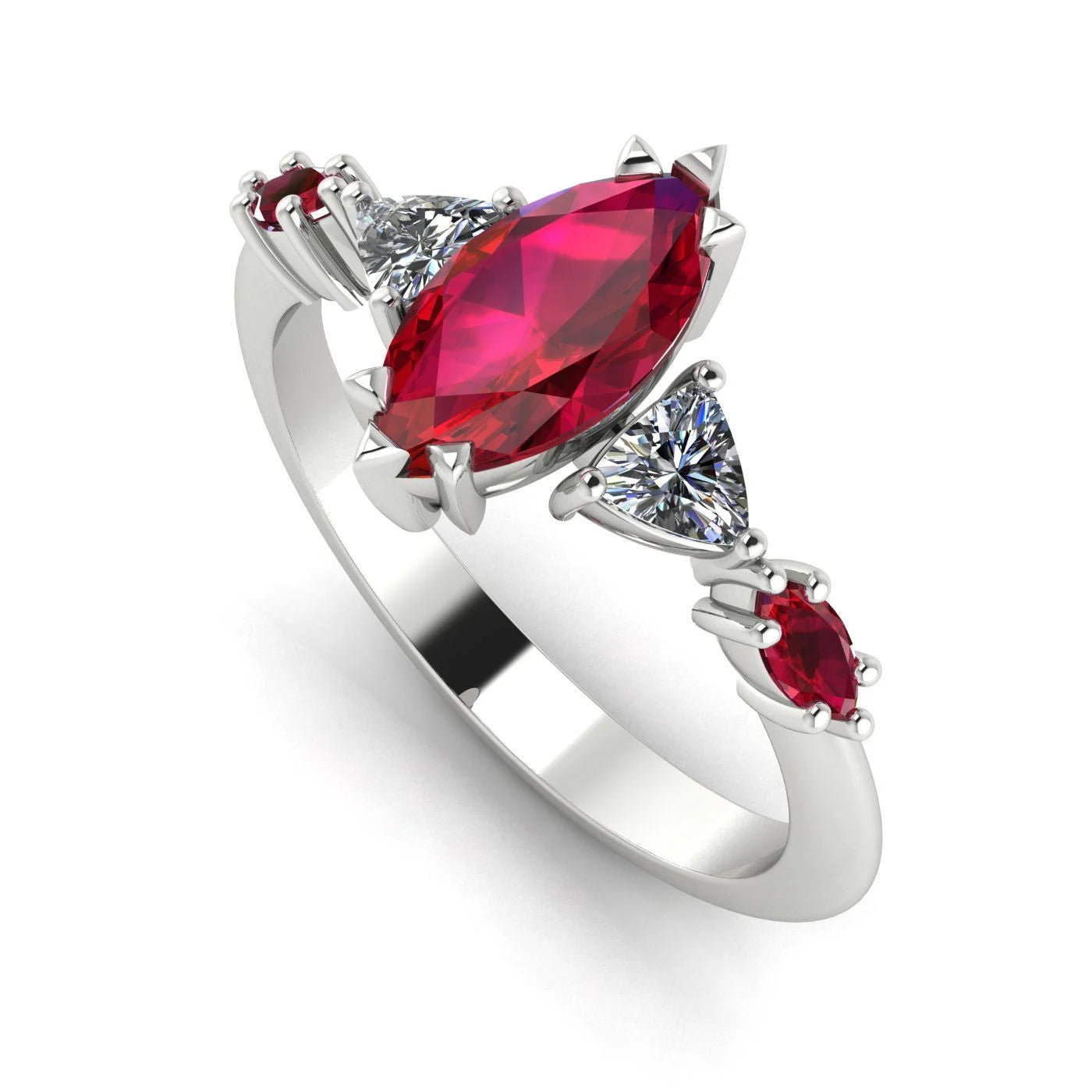 Maisie Marquise Ruby & Diamond Ring in White Gold or Platinum
