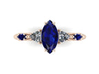 Maisie Marquise Blue Sapphire & Diamond Ring in 18ct Rose Gold