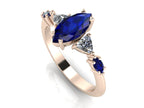 Maisie Marquise Blue Sapphire & Diamond Ring in 18ct Rose Gold