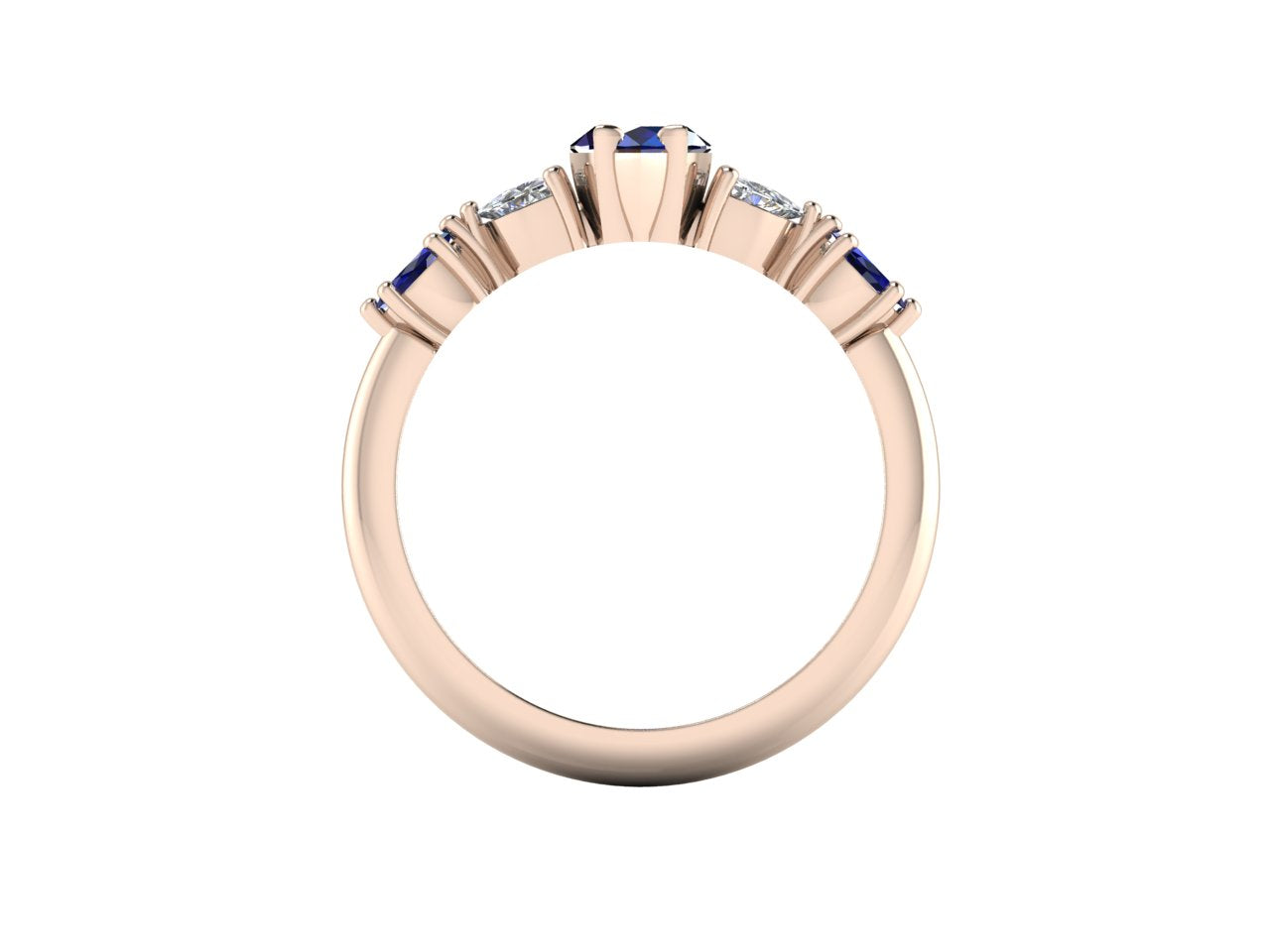 Maisie Marquise Blue Sapphire & Diamond Ring in 18ct Rose Gold