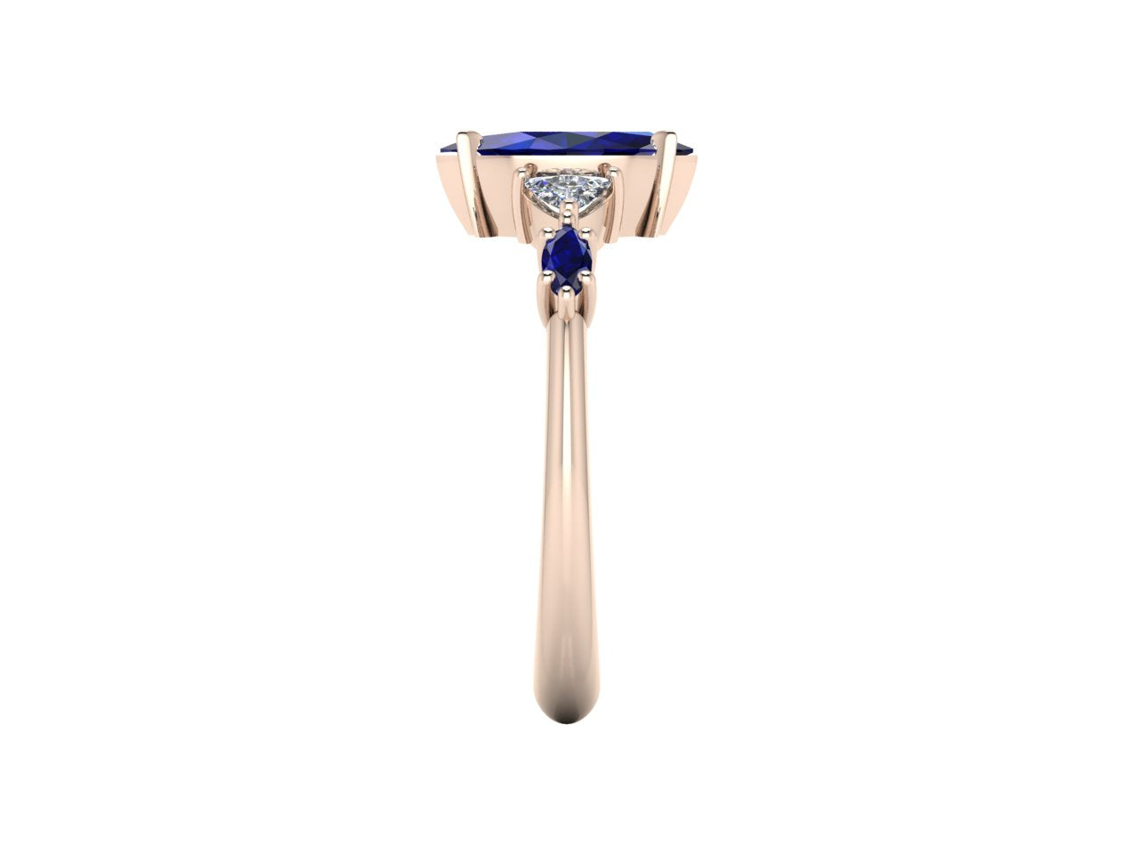 Maisie Marquise Blue Sapphire & Diamond Ring in 18ct Rose Gold