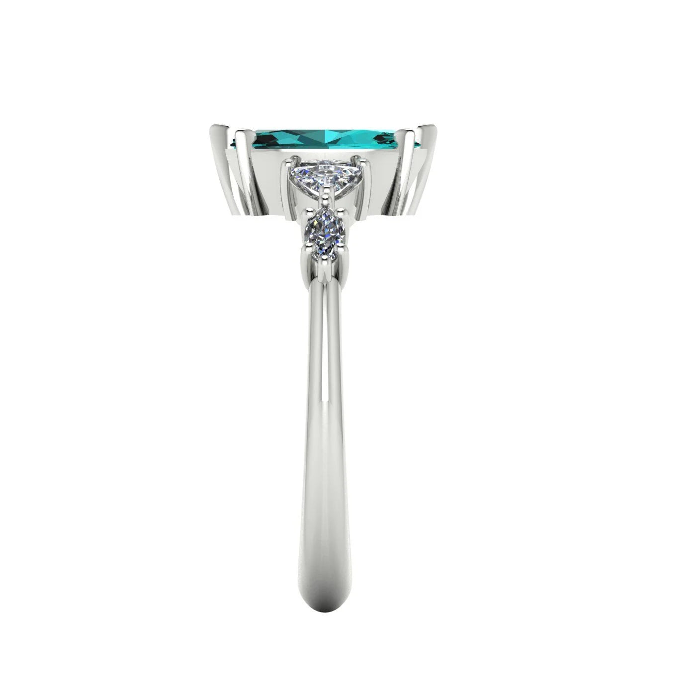 Maisie Marquise Teal Sapphire & Diamond Ring in White Gold or Platinum