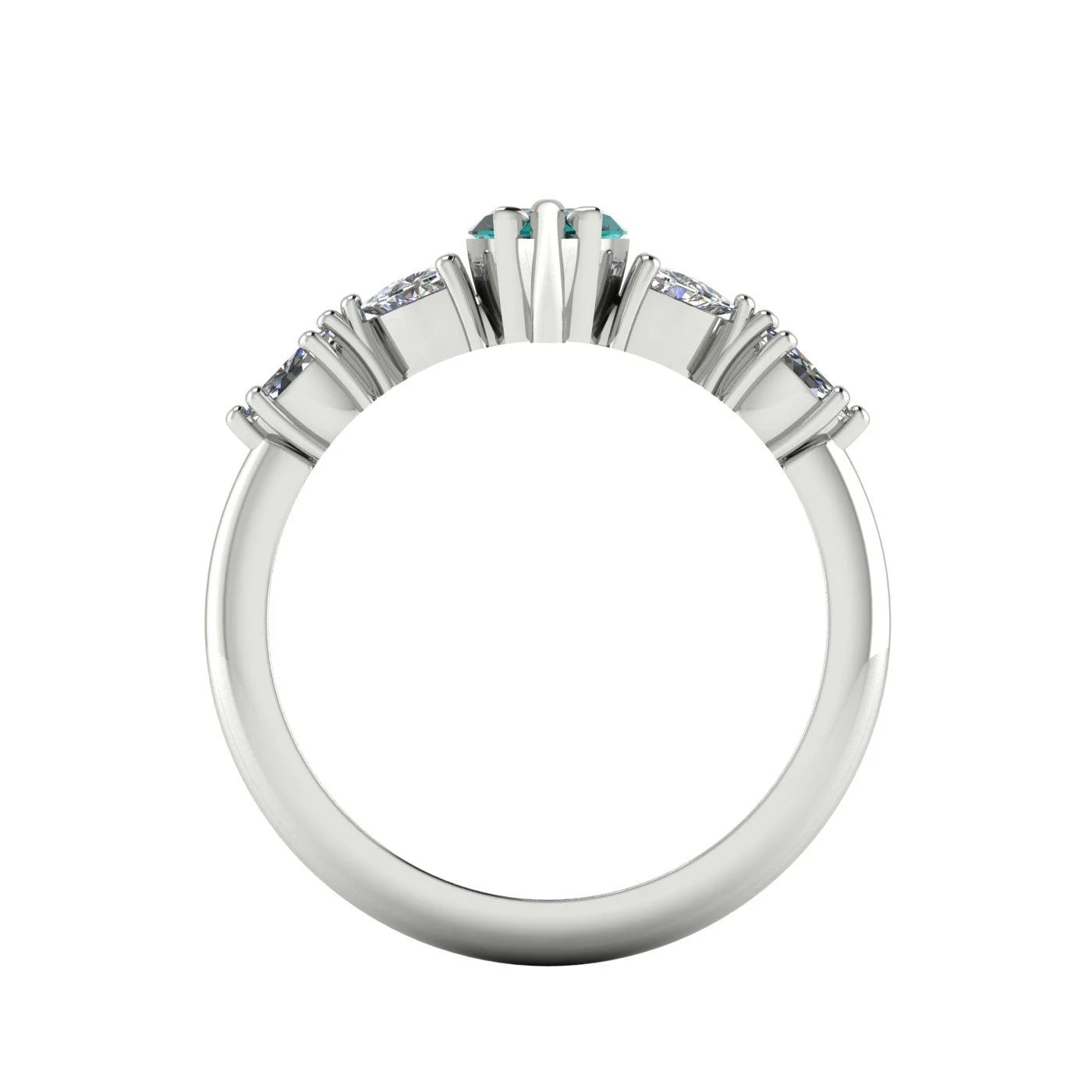 Maisie Marquise Teal Sapphire & Diamond Ring in White Gold or Platinum