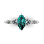 Maisie Marquise Teal Sapphire & Diamond Ring in White Gold or Platinum