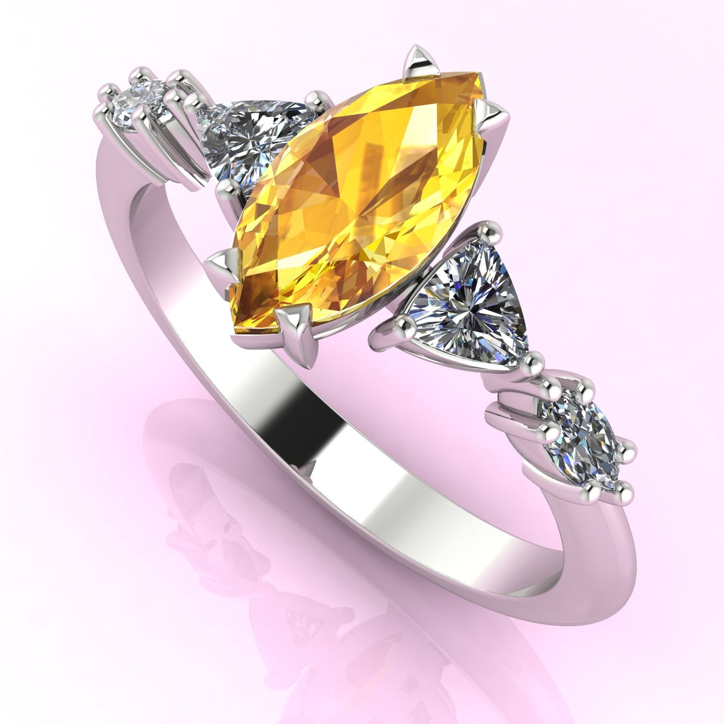 Maisie Marquise Yellow Sapphire & Diamond Ring in White Gold or Platinum