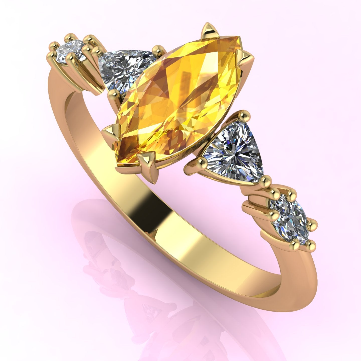 Maisie Marquise Yellow Sapphire & Diamond Ring in 18ct Yellow Gold
