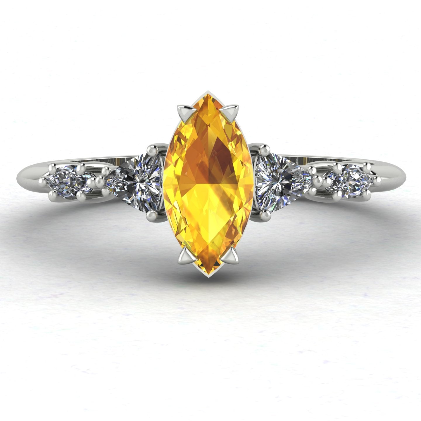 Maisie Marquise Yellow Sapphire & Diamond Ring in White Gold or Platinum