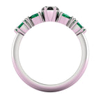 Maisie Black Diamond & Emerald Ring in White Gold or Platinum