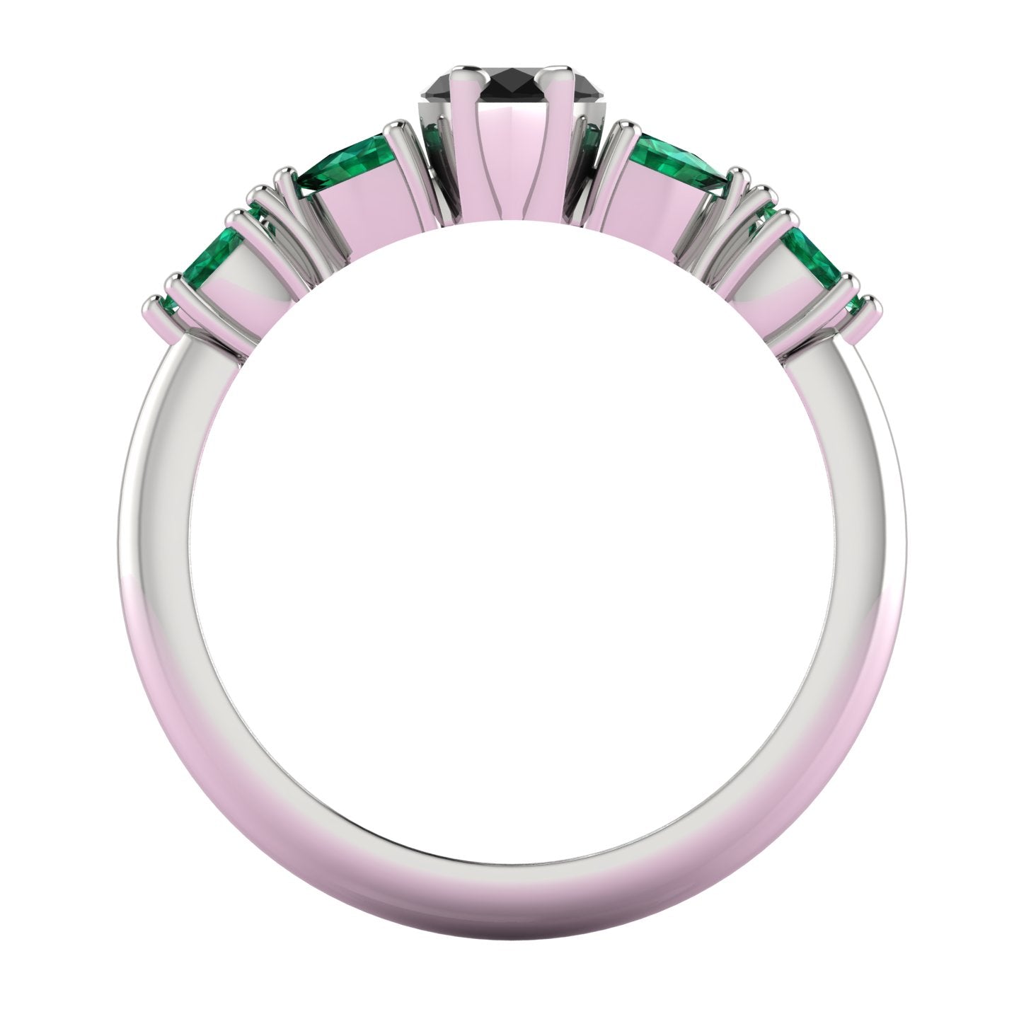 Maisie Black Diamond & Emerald Ring in White Gold or Platinum