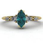 Maisie Teal Sapphire & Diamond Ring in 18ct Yellow Gold