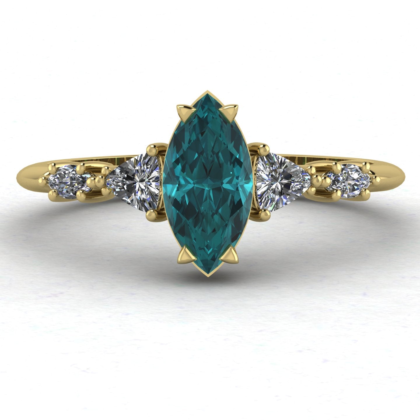 Maisie Teal Sapphire & Diamond Ring in 18ct Yellow Gold