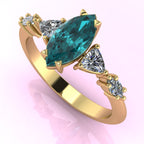Maisie Teal Sapphire & Diamond Ring in 18ct Yellow Gold