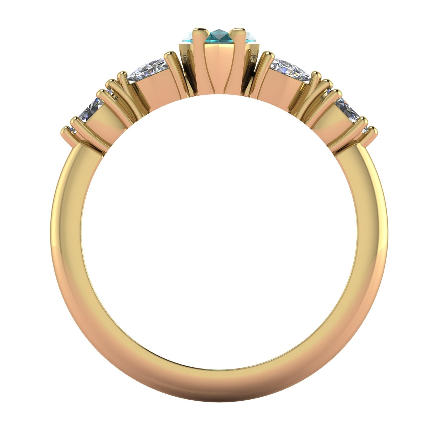 Maisie Teal Sapphire & Diamond Ring in 18ct Yellow Gold