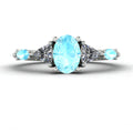 Maisie Oval Aquamarine & Diamond Ring in White Gold or Platinum