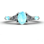 Maisie Oval Aquamarine & Diamond Ring in White Gold or Platinum