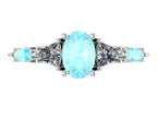 Maisie Oval Aquamarine & Diamond Ring in White Gold or Platinum