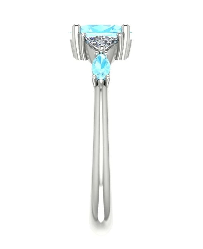 Maisie Oval Aquamarine & Diamond Ring in White Gold or Platinum