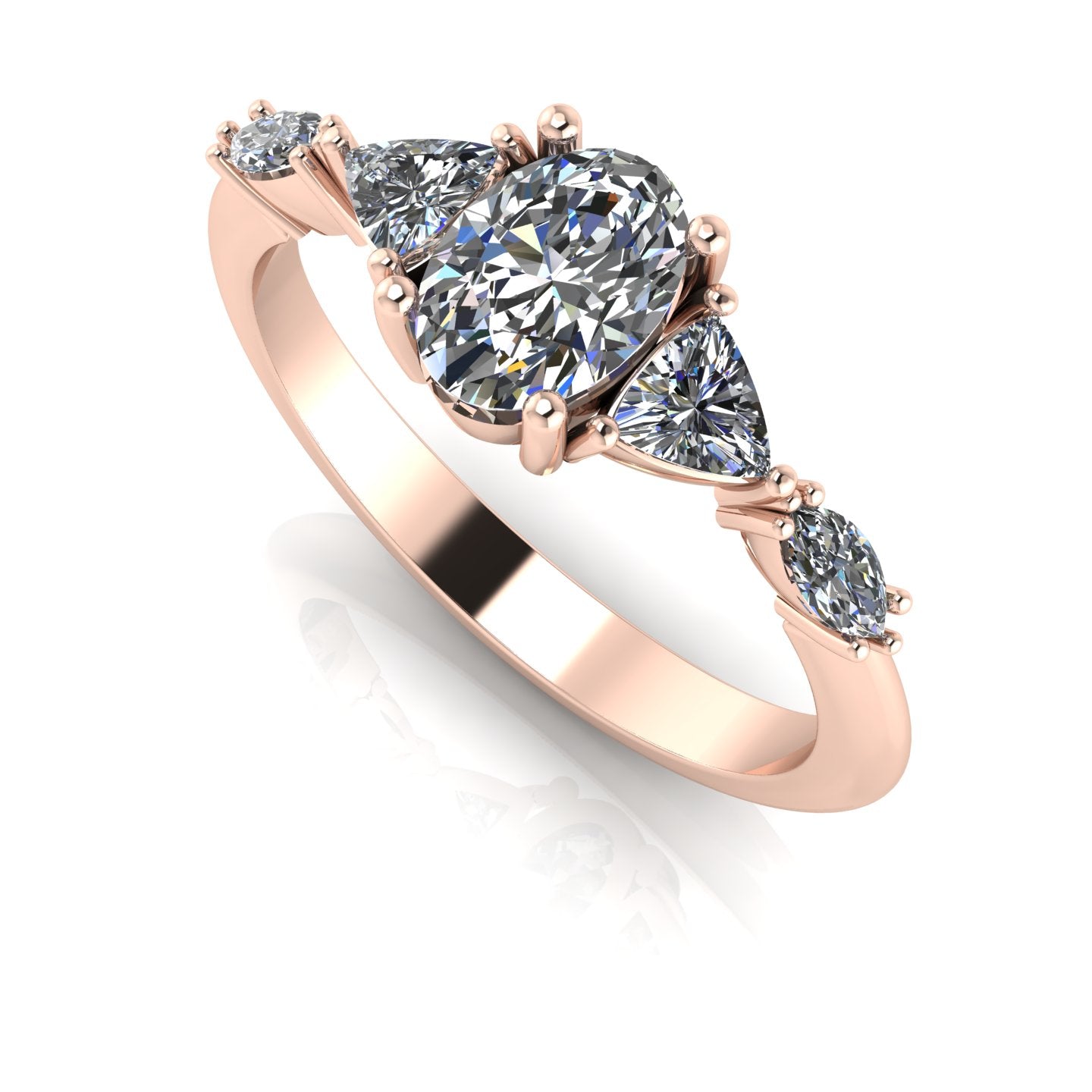 Maisie Oval Diamond Five Stone Ring in 18ct Rose Gold