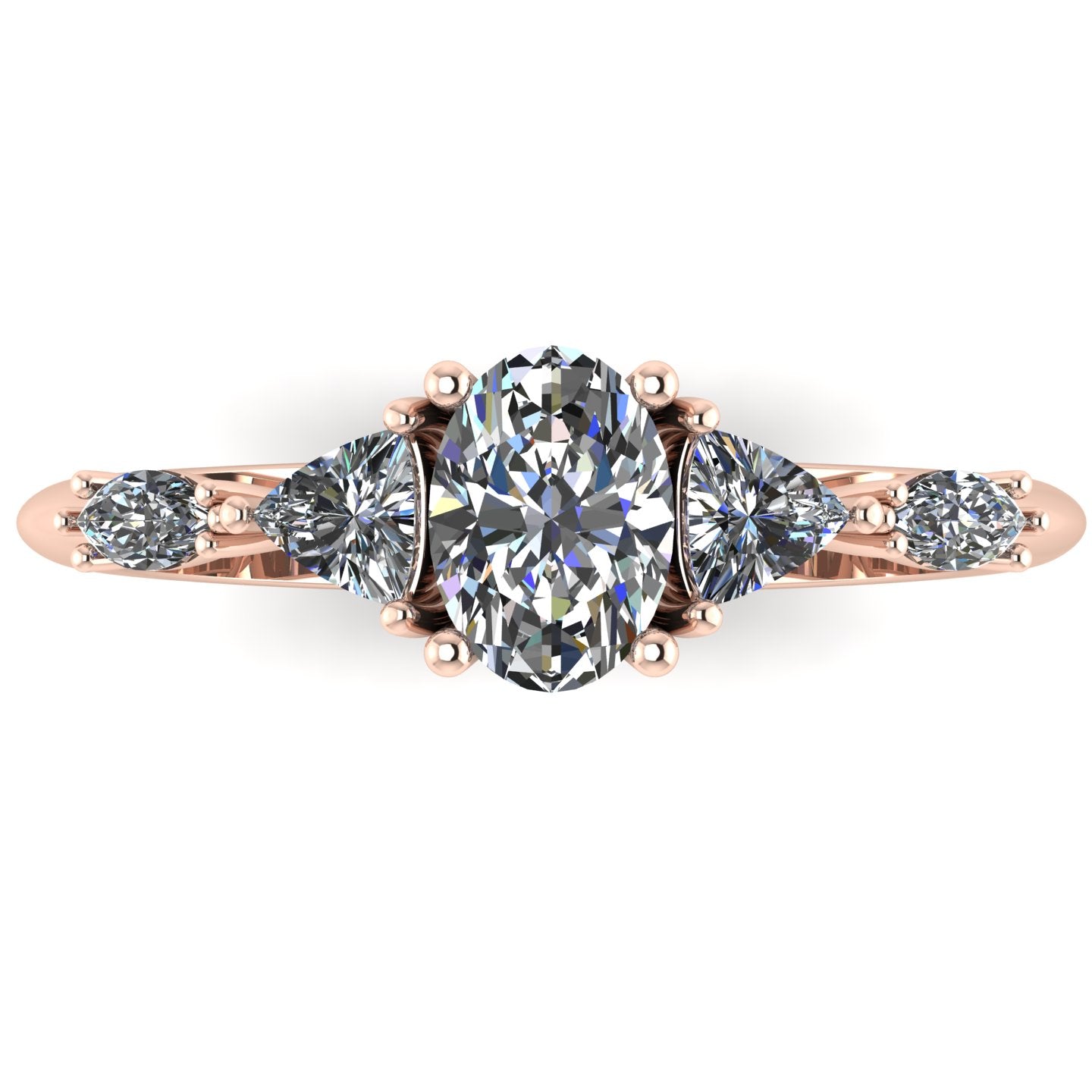 Maisie Oval Diamond Five Stone Ring in 18ct Rose Gold