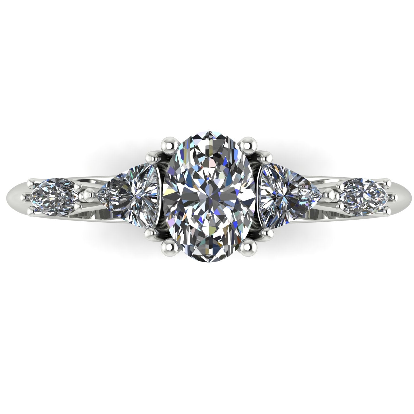 Maisie Oval Diamond Five Stone Ring in White Gold or Platinum