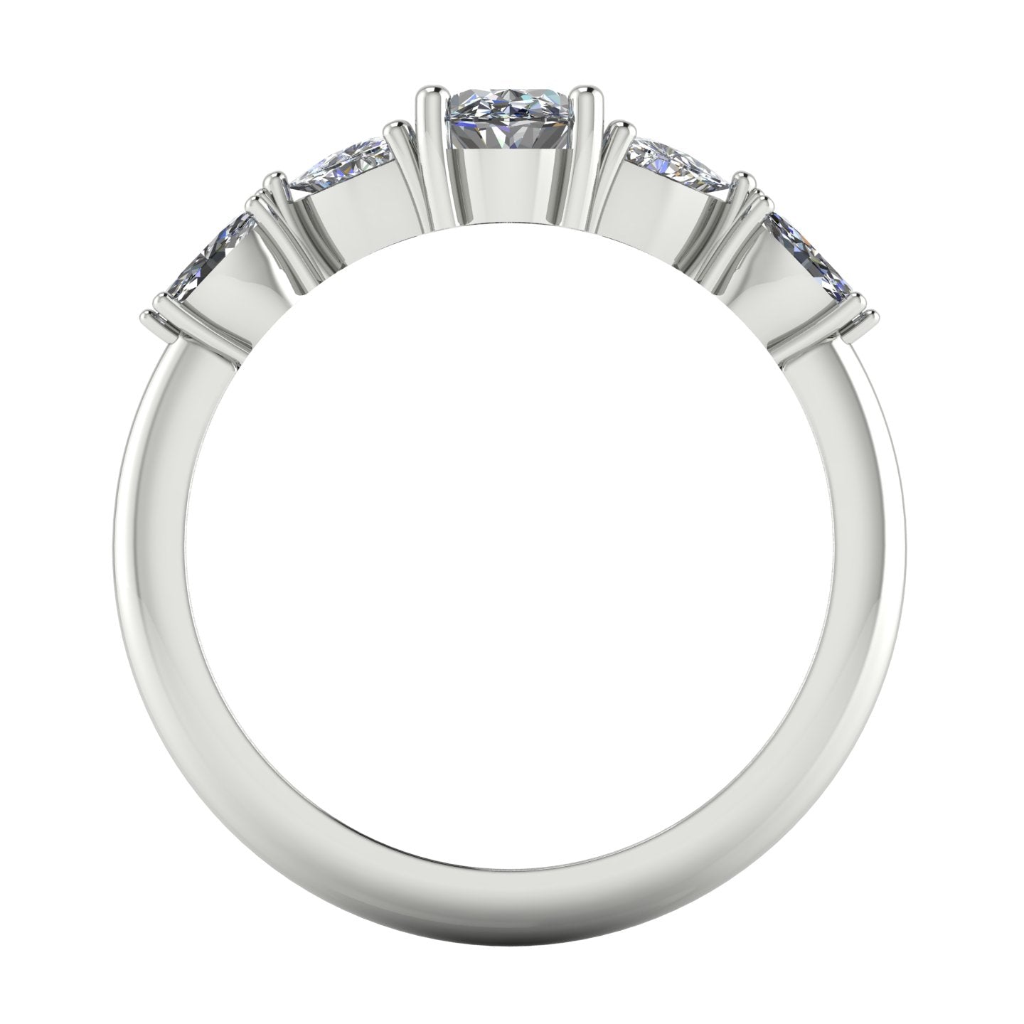 Maisie Oval Diamond Five Stone Ring in White Gold or Platinum