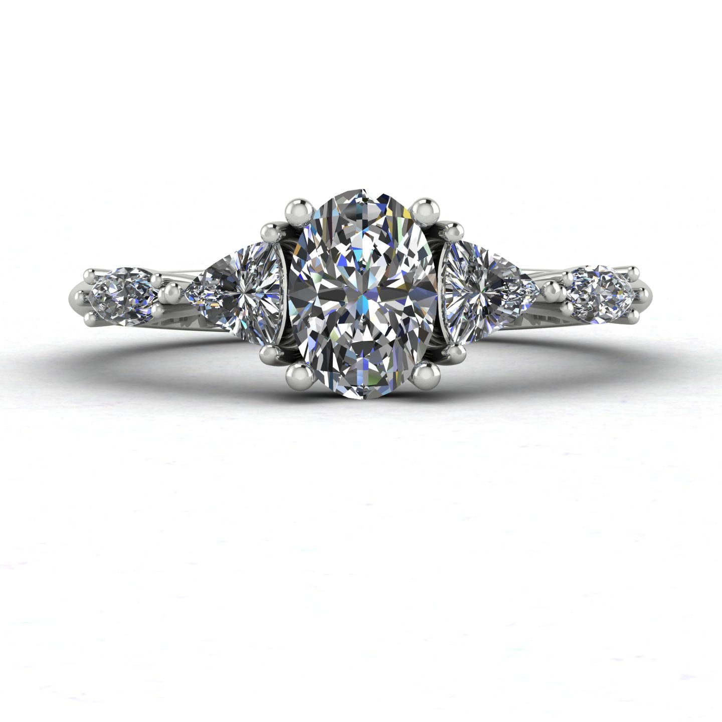 Maisie Oval Diamond Five Stone Ring in White Gold or Platinum